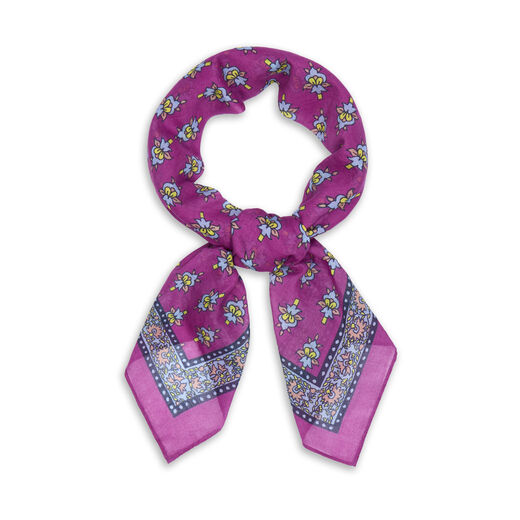 Pink iris cotton square scarf