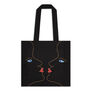 Large size premium tote bag featuring an embroidery of two mirrored, kissing faces that form the illusion of a vase of roses adapted from the Schiaparelli evening coat design