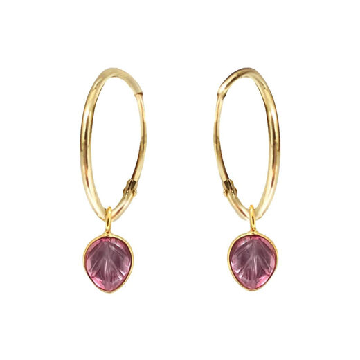 Pink tourmaline leaf earrings by Mirabelle