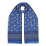 Blue and orange block print cotton scarf