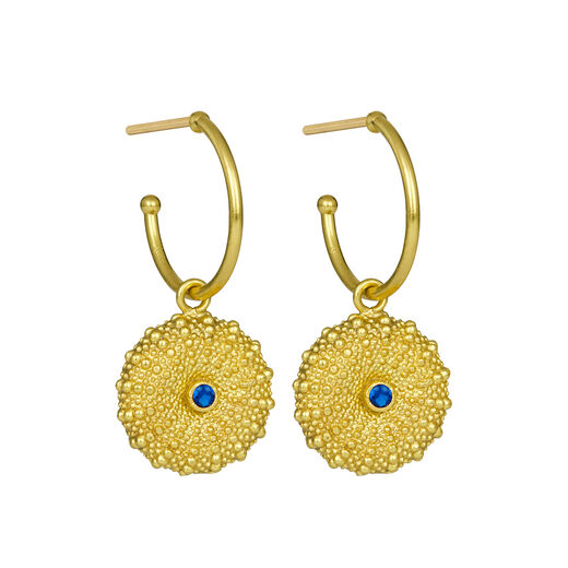 Dark blue zirconia disc stud earrings by Ottoman Hands