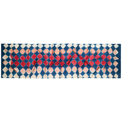Red and blue diamonds silk scarf
