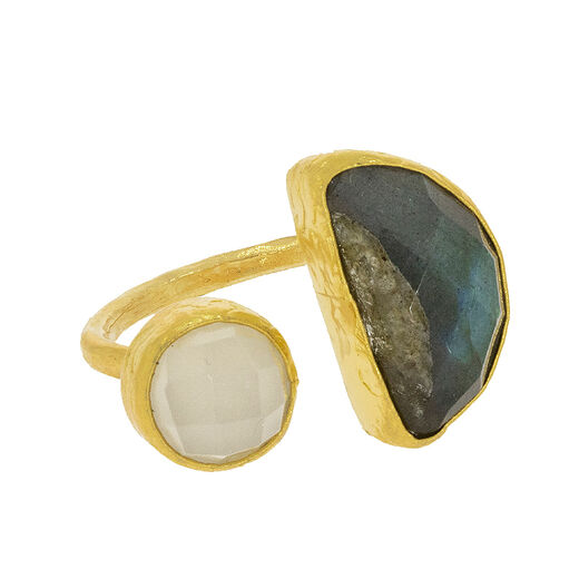 Labradorite and white chalcedony ring by Ottoman Hands