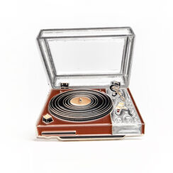 Vintage record player enamel pin