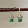 Green onyx and aqua chalcedony hook earrings by Mirabelle 