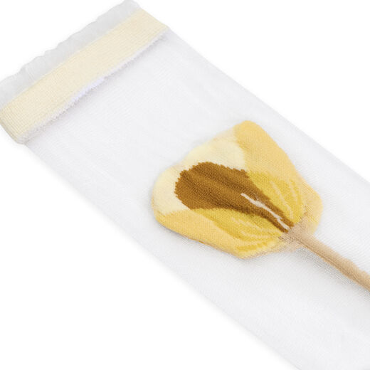 Yellow tulips sheer socks