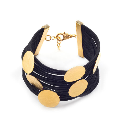 Black silk discs bracelet by Fo.Be