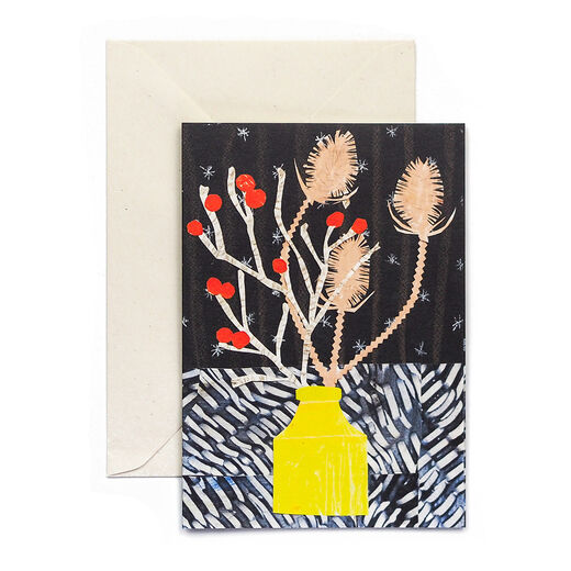 Winter vase greeting card