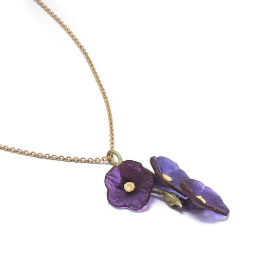 Purple petunia pendant necklace by Michael Michaud