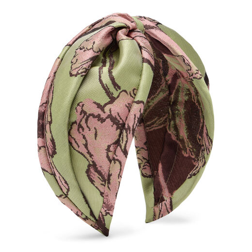 Pink and green flower fabric headband