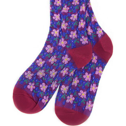 Purple and pink flower socks by Emin and Paul
