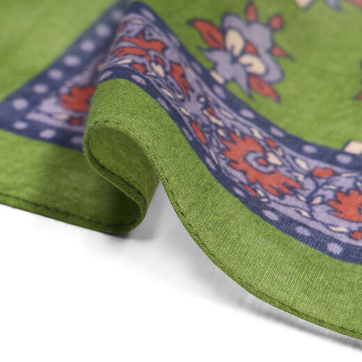 Green iris cotton square scarf