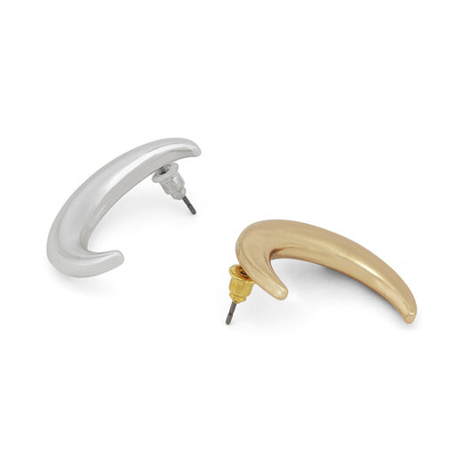 Mixed metal moons stud earrings