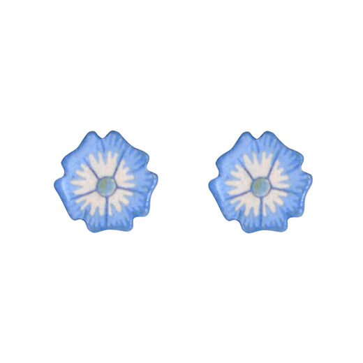 Pastel blue floral stud earrings
