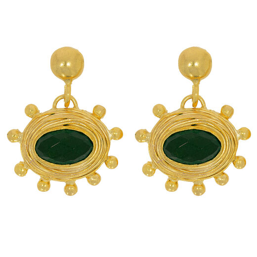 Green jade sun stud earrings by Ottoman Hands