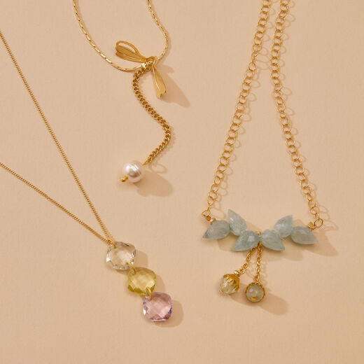 Amethyst and lemon quartz pendant necklace by Mounir
