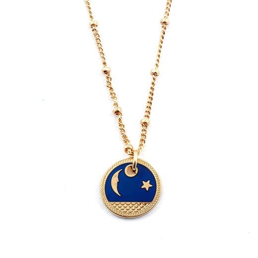Moon and star enamel pendant necklace by Mirabelle