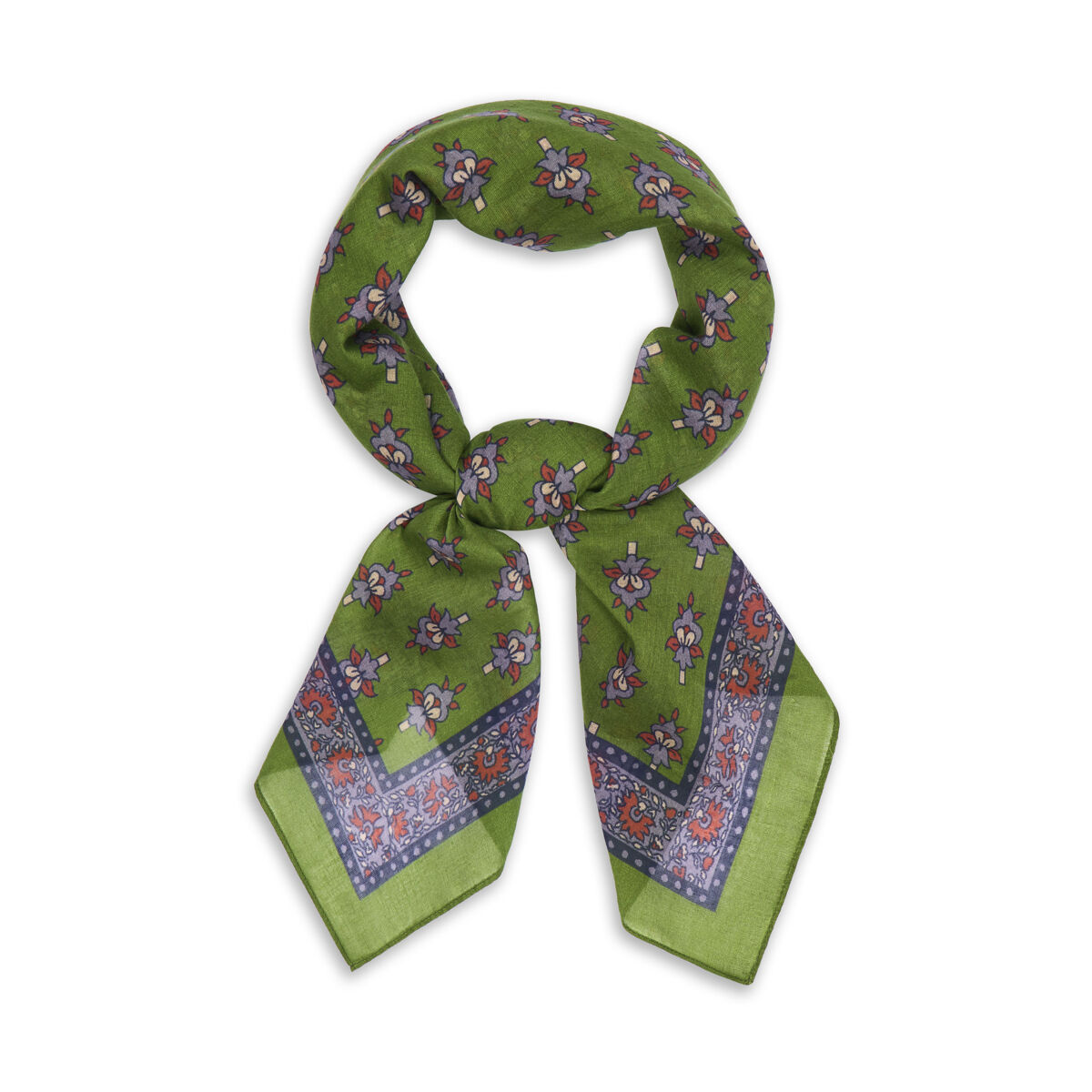 Green iris cotton square scarf | Fashion Accessories | V&A Shop