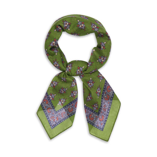Green iris cotton square scarf