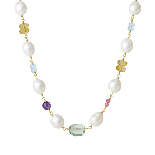 Pearl and gemstone necklace by Mounir