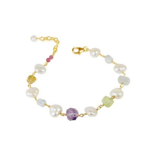 Baroque pearls gem cluster bracelet by Mounir