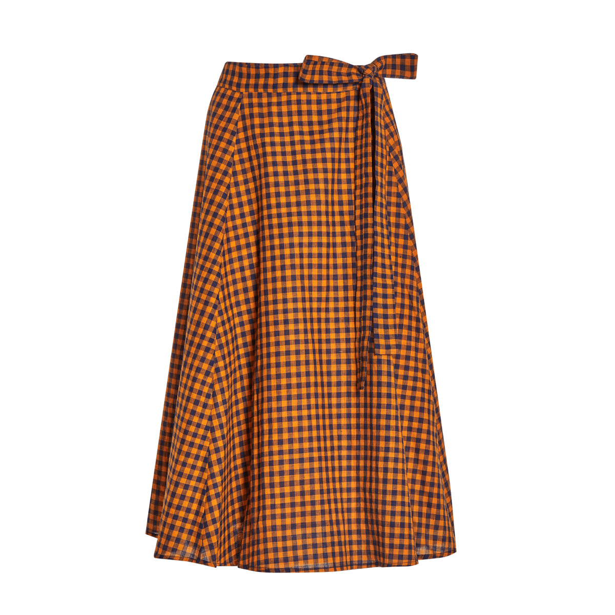 VIAVANDA◇CHECK PLEATED WRAP SKIRT/スカート/FREE/ポリエステル/BLK
