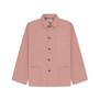Dusty pink shirt with three front pockets and four brown buttons.