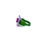 A purple, lilac and green flower shaped ring.