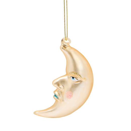 Moon shaped Christmas tree gold glass ornament