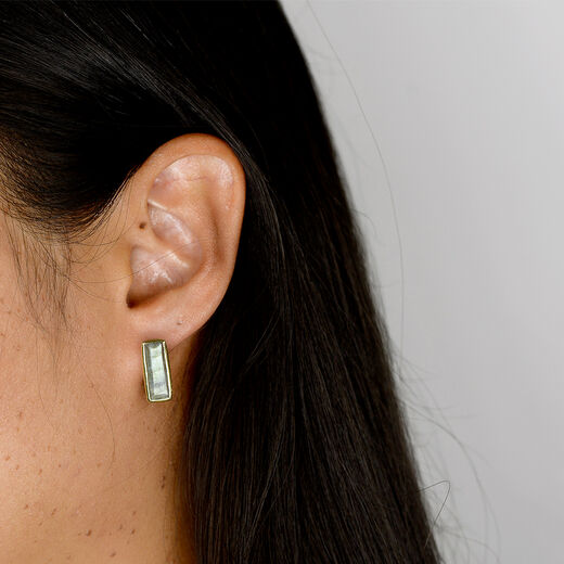 Labradorite rectangle stud earrings by Shan Shan