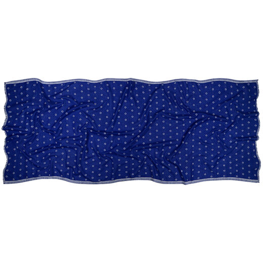 Blue and white circle jacquard cotton scarf