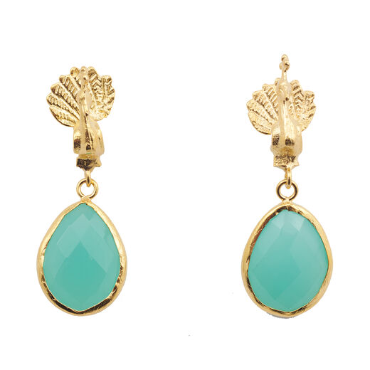 Aquamarine peacock stud earrings by Ottoman Hands