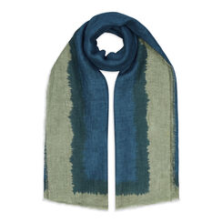 Blue and green linen scarf