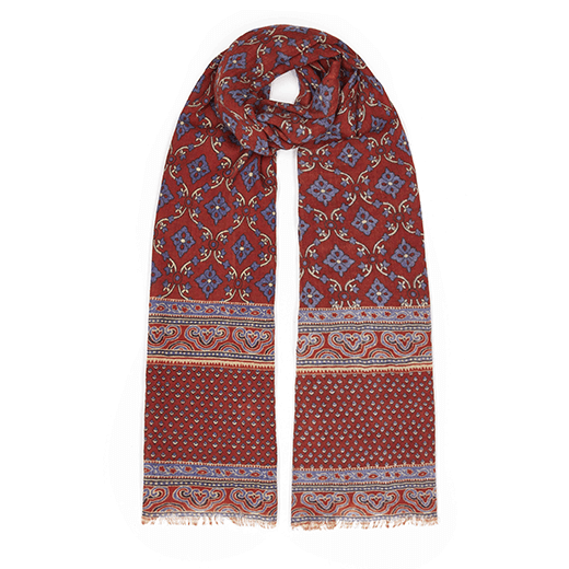 Red and blue wool scarf