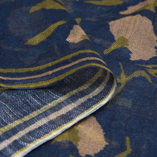 Navy and gold carnations scarf