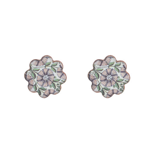 Pink floral stud earrings