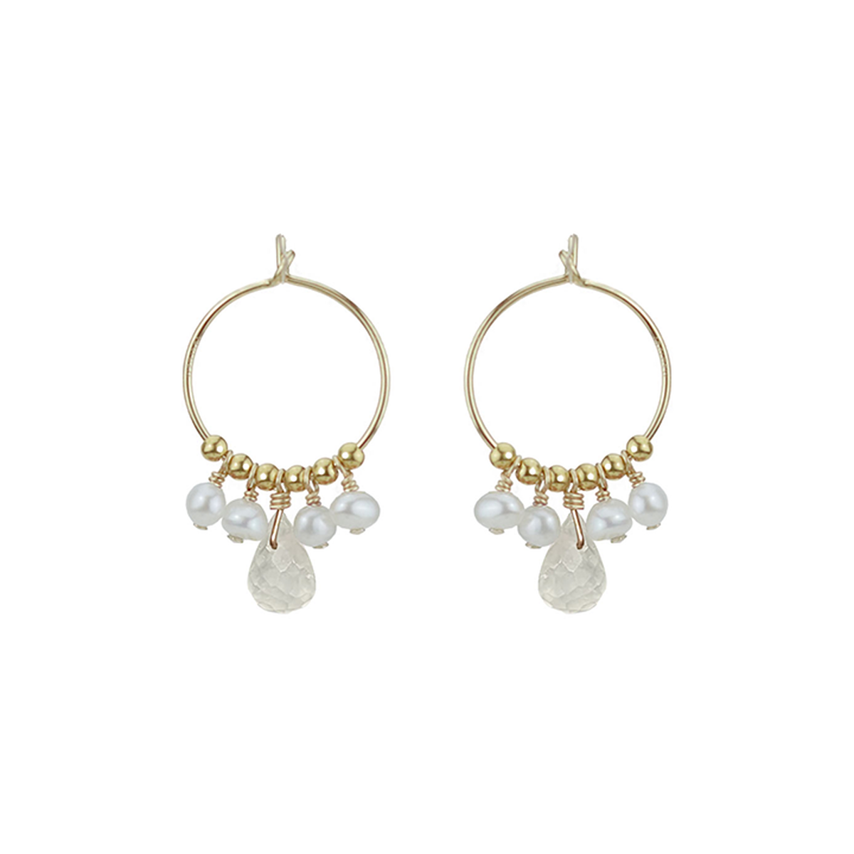 Pearl and white chalcedony circle earrings by Mounir | Jewellery | V&A Shop