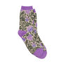 Purple socks with William Morris Thistle pattern motif