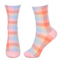 Pink and blue check socks