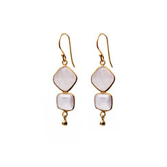 Rose quartz drop earrings by Mirabelle