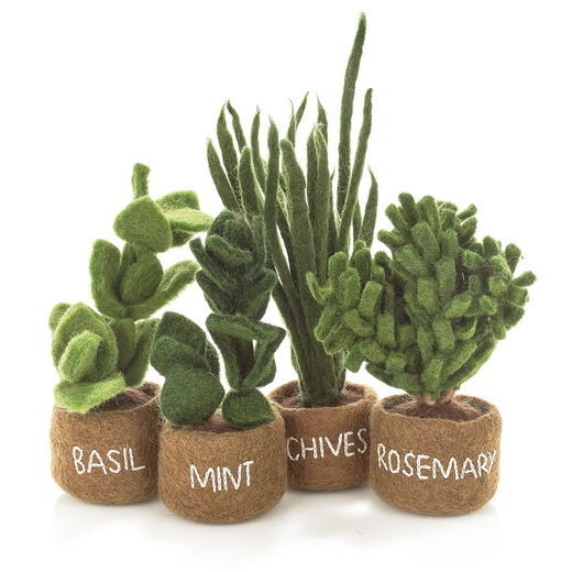 Felt potted chives herb decoration