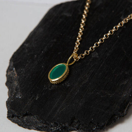 Green onyx reversible pendant necklace by Mirabelle