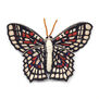 White and maroon butterfly embroidered brooch