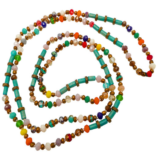 Long multicoloured beaded necklace