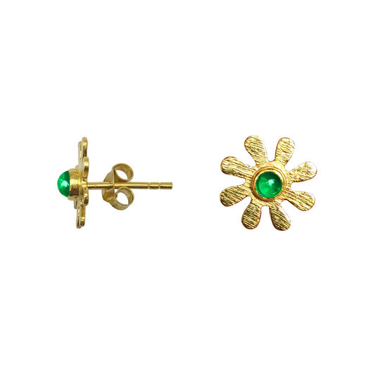 Green onyx daisy stud earrings by Mirabelle