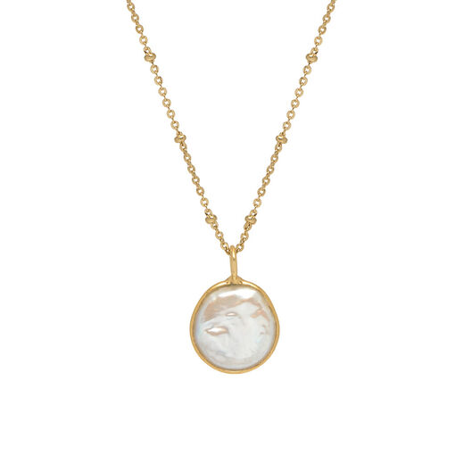 Pearl coin pendant necklace by Mirabelle