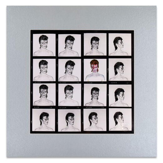 David Bowie Aladdin Sane contact sheet exclusive titanium print by Brian Duffy