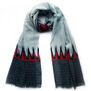 Blue wool with red pattern scarf