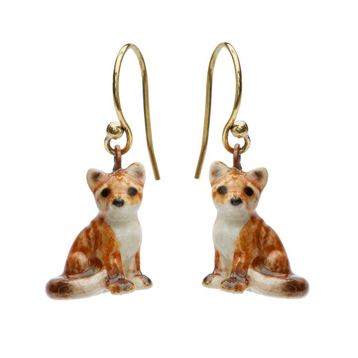 Tiny fox hook earrings by And Mary