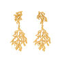 Gold coral-inspired drop earrings with abstract shapes